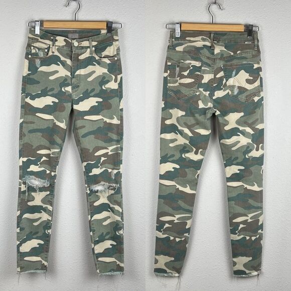 Mother high waisted looker ankle fray see me- Women's Size 26- Camo - Picture 2 of 11